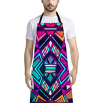 Ethnic Aztec Trippy Print Bib Apron With Pocket