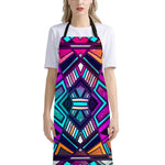 Ethnic Aztec Trippy Print Bib Apron With Pocket
