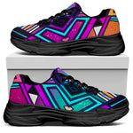 Ethnic Aztec Trippy Print Black Chunky Shoes