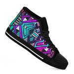 Ethnic Aztec Trippy Print Black High Top Sneakers