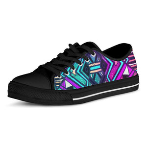 Ethnic Aztec Trippy Print Black Low Top Sneakers