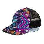 Ethnic Aztec Trippy Print Black Mesh Trucker Cap