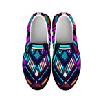 Ethnic Aztec Trippy Print Black Slip On Sneakers