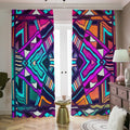 Ethnic Aztec Trippy Print Dimout Pencil Pleat Curtains