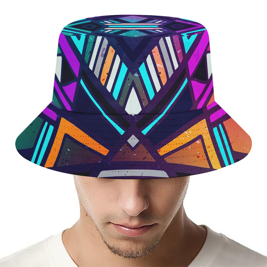 Ethnic Aztec Trippy Print Bucket Hat