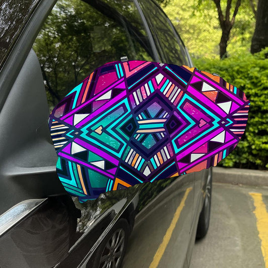 Ethnic Aztec Trippy Print Car Side Mirror Covers