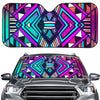 Ethnic Aztec Trippy Print Car Windshield Sun Shade