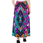 Ethnic Aztec Trippy Print Chiffon Maxi Skirt