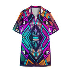 Ethnic Aztec Trippy Print Cotton Hawaiian Shirt