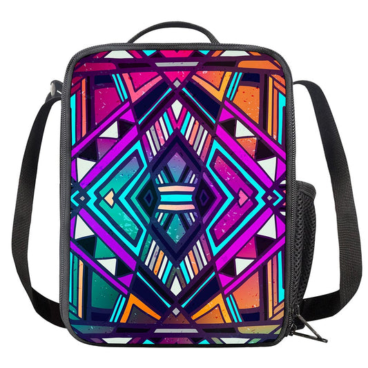 Ethnic Aztec Trippy Print Crossbody Lunch Bag