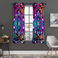 Ethnic Aztec Trippy Print Grommet Curtain Panels