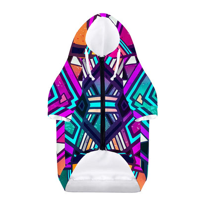 Ethnic Aztec Trippy Print Dog Zip Up Hoodie