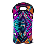 Ethnic Aztec Trippy Print Double Neoprene Wine Tote