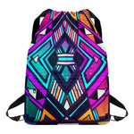 Ethnic Aztec Trippy Print Drawstring Backpack