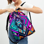 Ethnic Aztec Trippy Print Drawstring Backpack