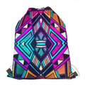Ethnic Aztec Trippy Print Drawstring Bag