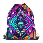 Ethnic Aztec Trippy Print Drawstring Bag