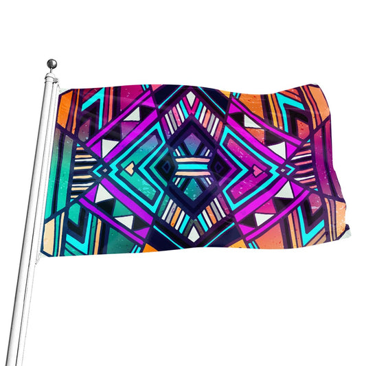 Ethnic Aztec Trippy Print Flag