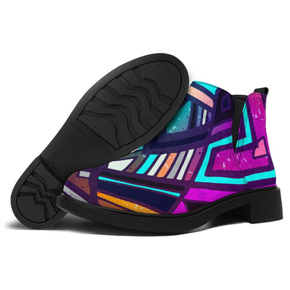 Ethnic Aztec Trippy Print Flat Ankle Boots