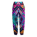 Ethnic Aztec Trippy Print Fleece Lined Knit Pants