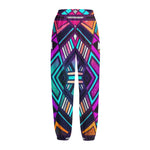 Ethnic Aztec Trippy Print Fleece Lined Knit Pants