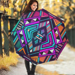 Ethnic Aztec Trippy Print Foldable Umbrella