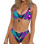 Ethnic Aztec Trippy Print Front Bow Tie Bikini