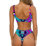 Ethnic Aztec Trippy Print Front Bow Tie Bikini