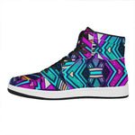 Ethnic Aztec Trippy Print High Top Leather Sneakers