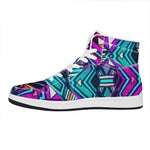 Ethnic Aztec Trippy Print High Top Leather Sneakers