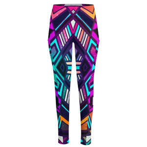 Ethnic Aztec Trippy Print High-Waisted Pocket Leggings