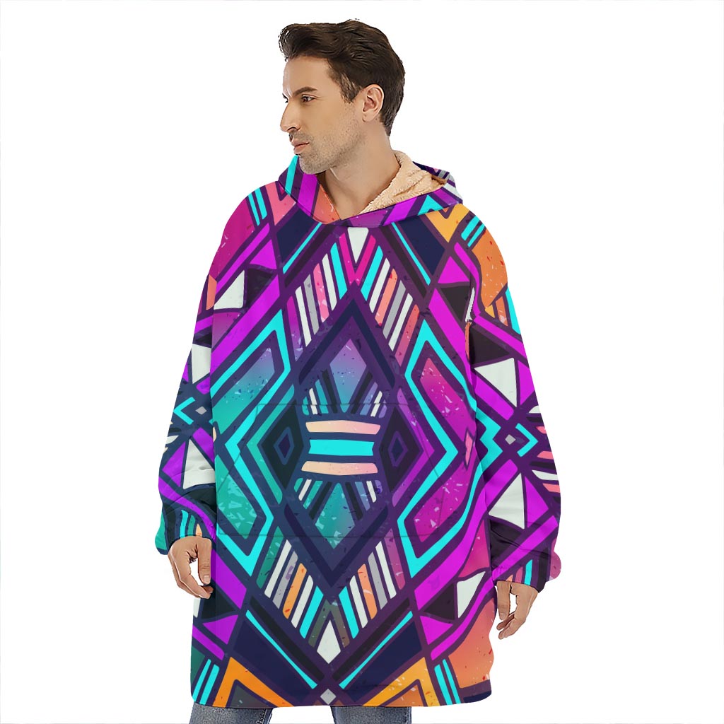 Ethnic Aztec Trippy Print Hoodie Blanket