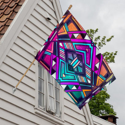 Ethnic Aztec Trippy Print House Flag