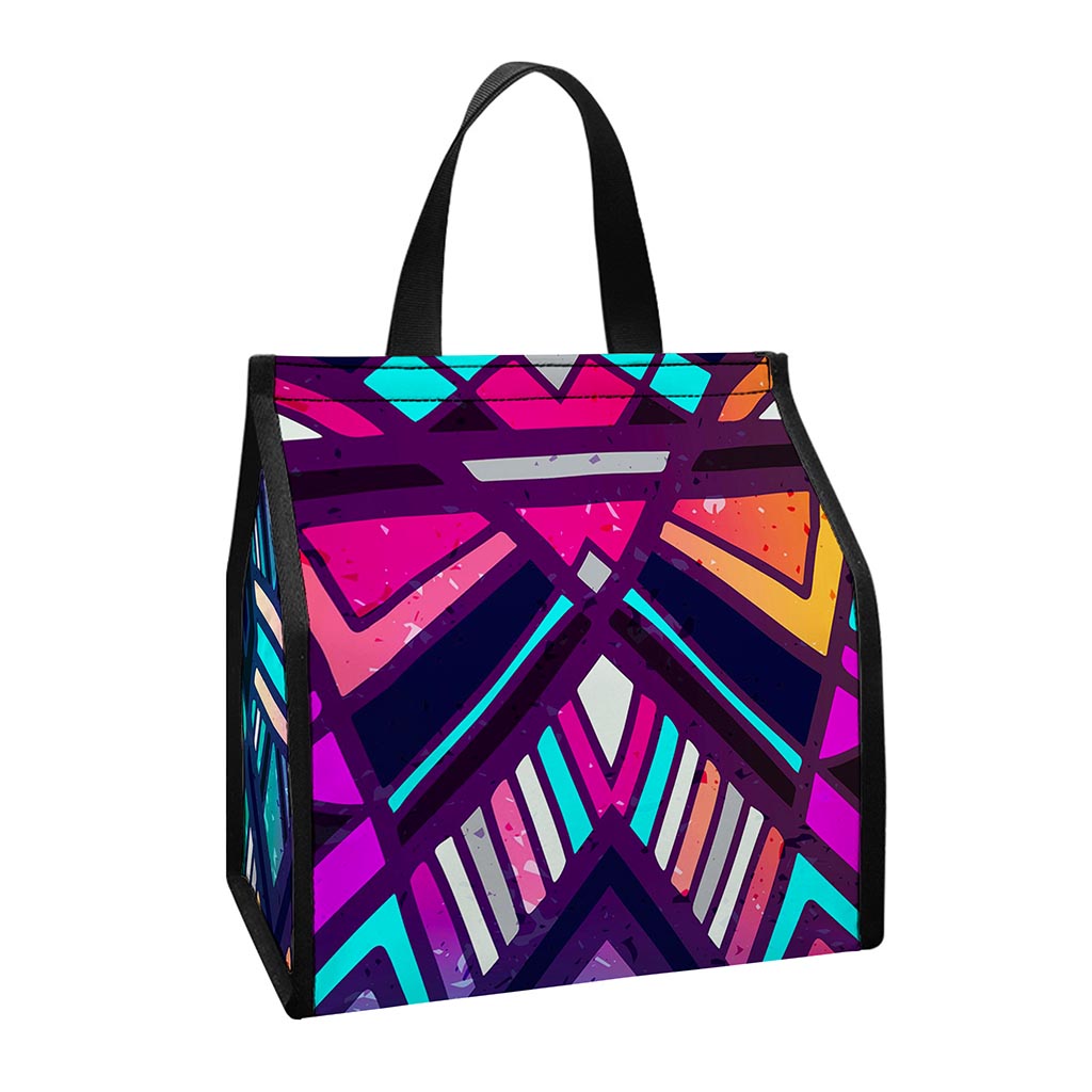 Ethnic Aztec Trippy Print Insulated Lunch Tote