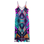 Ethnic Aztec Trippy Print Jersey Midi Cami Dress