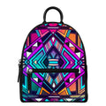 Ethnic Aztec Trippy Print Leather Backpack