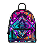 Ethnic Aztec Trippy Print Leather Backpack