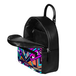 Ethnic Aztec Trippy Print Leather Backpack