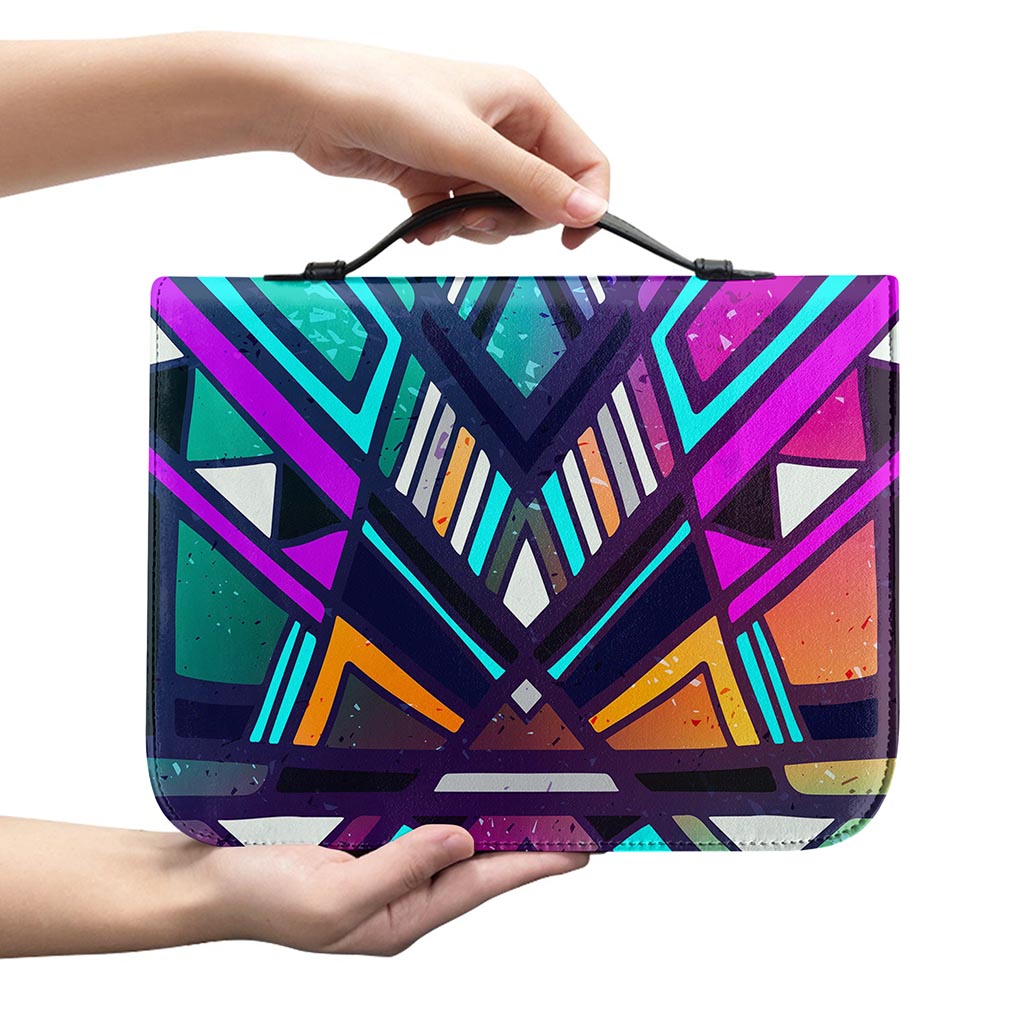 Ethnic Aztec Trippy Print Leather Bible Cover