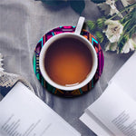 Ethnic Aztec Trippy Print Leather Coaster Set