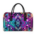 Ethnic Aztec Trippy Print Leather Duffel Bag