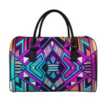 Ethnic Aztec Trippy Print Leather Duffle Bag