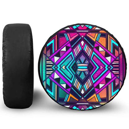 Ethnic Aztec Trippy Print Leather Spare Tire Cover