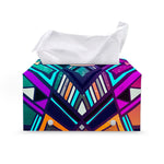 Ethnic Aztec Trippy Print Leather Tissue Box Cover