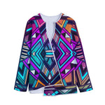 Ethnic Aztec Trippy Print Long Sleeve Short Coat