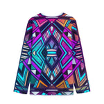 Ethnic Aztec Trippy Print Long Sleeve Short Coat