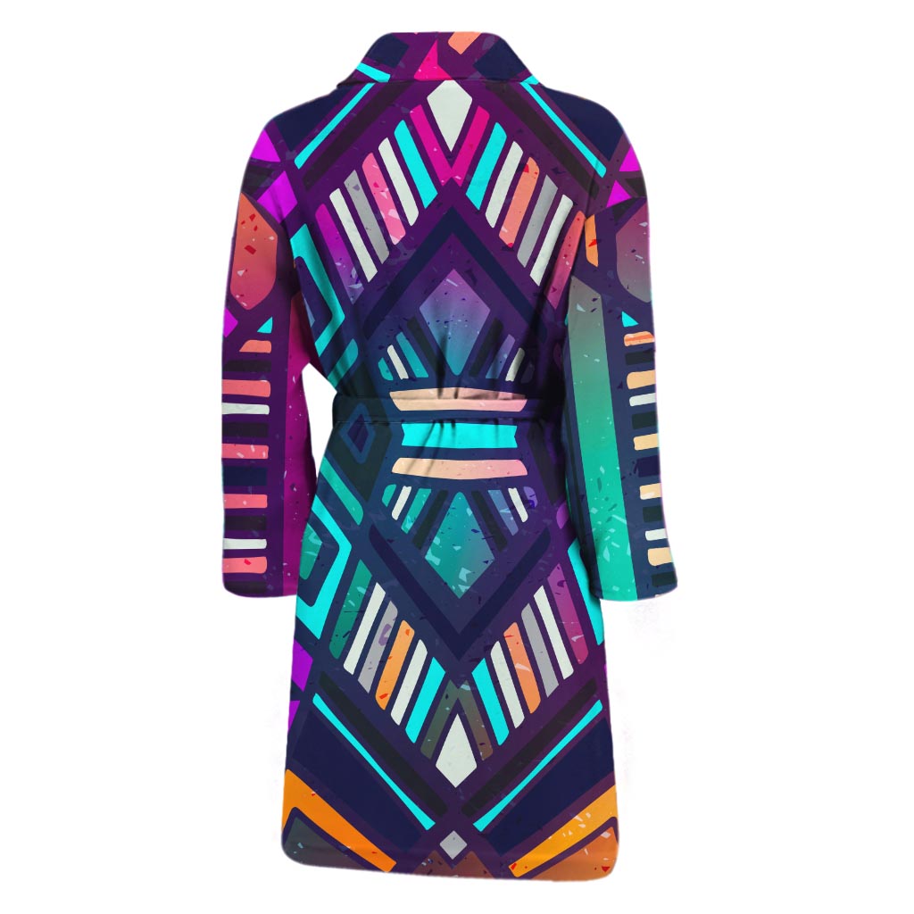 Ethnic Aztec Trippy Print Men's Bathrobe