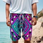 Ethnic Aztec Trippy Print Men's Cargo Shorts