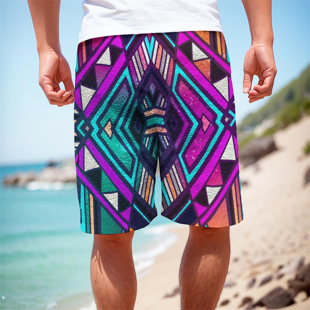 Ethnic Aztec Trippy Print Men's Cargo Shorts