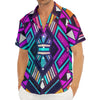 Ethnic Aztec Trippy Print Men's Deep V-Neck Shirt